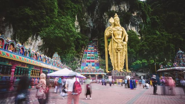 Time Lapse - Hindu devotees at Batu Caves temple in Kuala Lumpur, Malaysia.