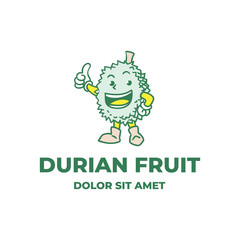 Durian fruit mascot cartoon character logo design template