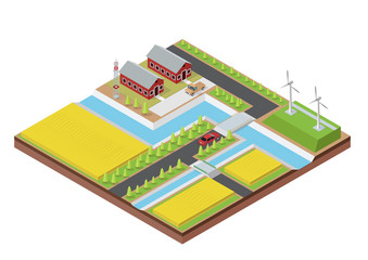 Isometric Farm with Building