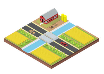 Isometric Farm with Building © syafak