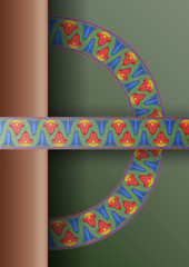 egyptian symbol ornamental  composition color green blue architecture