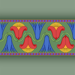 egyptian symbol ornamental  composition color green blue architecture