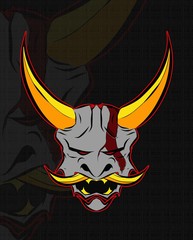 the japan evil devil demon samurai horn logo design