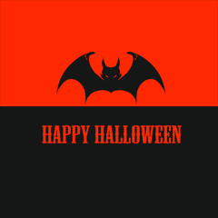 The black orange happy Halloween bat logo poster design background wallpaper