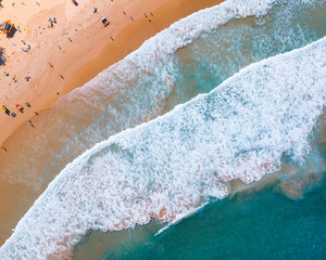 Fototapeta na wymiar beach waves aerial