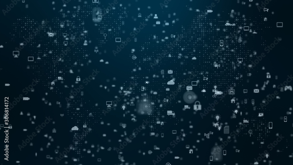 Poster technology network digital data connection and digital data network protection. future technology ne