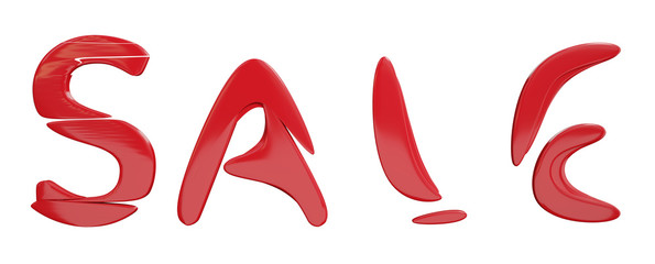 sale bold letters red isolated on white 3d-illustration