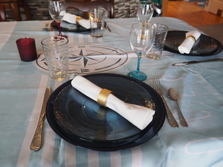 Table Setting with Chargers and Wine Glasses