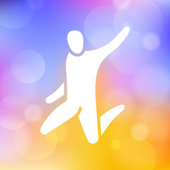 Vector illustration of jumping people. Body figure icon, sign. Trampoline park concept. Healthy active sport.