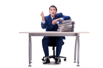 Employee working isolated on white background