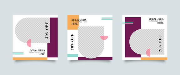 Modern promotion square web banner for social media mobile apps. Elegant sale and discount promo backgrounds for digital marketing