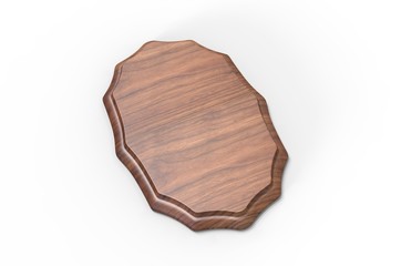 Blank Wood Plaque Template And Mock up. 3d render illustration.