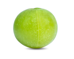 Indian gooseberry ,Phyllanthus emblica , amla green fruits isolated on white background