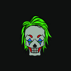 The angry skull clown logo mascot design with black background