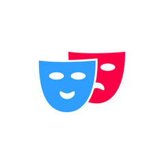 The theater and mask icon. Drama, comedy. vector illustration