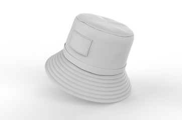 Blank bucket fisherman promotional hat or cap. 3d render illustration.