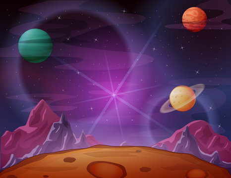 Space background with purple space sky