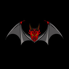 The bat vector logo mascot on Halloween festival