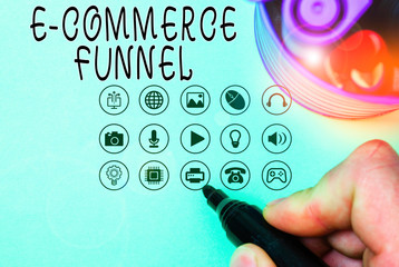 Handwriting text E Commerce Funnel. Conceptual photo a tool used to optimise the usability of the...