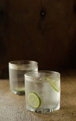 Glass of lime water detox