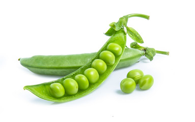 green pea vegetable bean isolated on white background