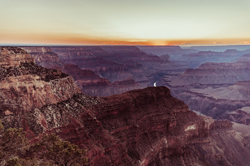 Fototapeta na wymiar Sunset over the Grand Canyon National Park from Hopi Point