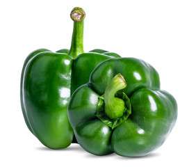 Green Fresh vegetables sweet Peppers isolated on white background