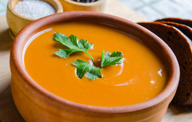 Tomato soup prepared in traditional italian style