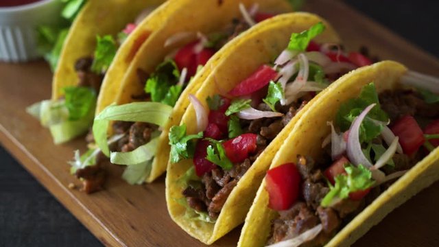 tacos with meat and vegetables  -  Mexican food style