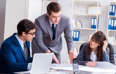 The business meeting with employees in the office