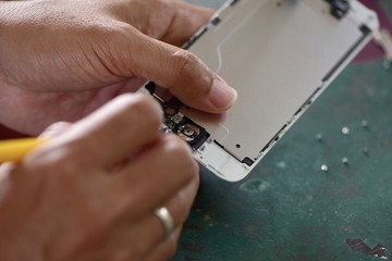 Repairing mobile phones and tablets by skilled technicians.Experienced testers and check mobile phones. Before and After RepairTools and equipment for repairing and unpacking mobile phones