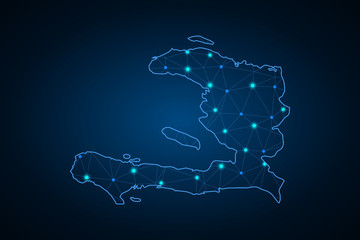 Map of haiti. Wire frame 3D mesh polygonal network line, design sphere, dot and structure. communications map of haiti. Vector Illustration EPS10. - Vector