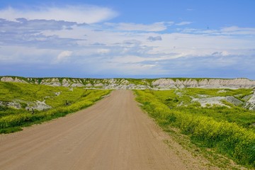 Fototapeta na wymiar Country Dirt Road at Badlands National Park