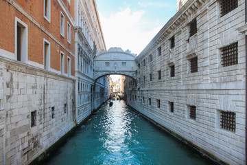 Fototapeta na wymiar View of the Bridge of Sighs (Ponte dei Sospiri) in Venice, Italy.