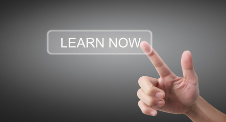 Hands touching button screen interface