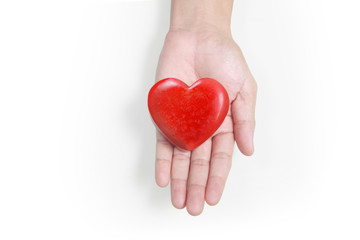Fototapeta premium Hands holding a red heart .health donation concepts