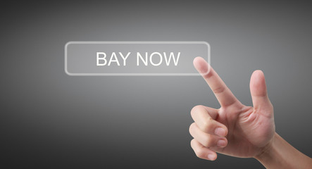 Hands touching button screen interface