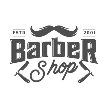 retro barbershop logo, icon and template