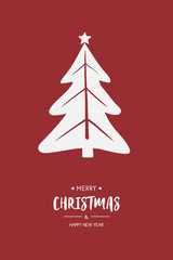 Abstract Christmas tree with wishes. Xmas greeting card. Vector