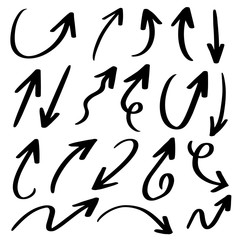 Hand drawn arrow vector icons set. sketch arrow design for business plan and education.
