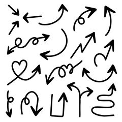 Hand drawn arrow vector icons set. sketch arrow design for business plan and education.