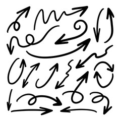 Hand drawn arrow vector icons set. sketch arrow design for business plan and education.