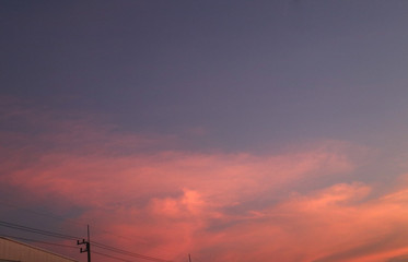 Beautiful blue sky landscape and colorful pink and orange sky background and wallpaper