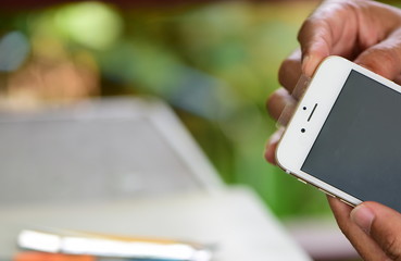 Close-up photos showing process of mobile phone repair 