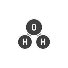 Oxygen molecule vector icon. filled flat sign for mobile concept and web design. H2O, water chemical formula glyph icon. Symbol, logo illustration. Vector graphics