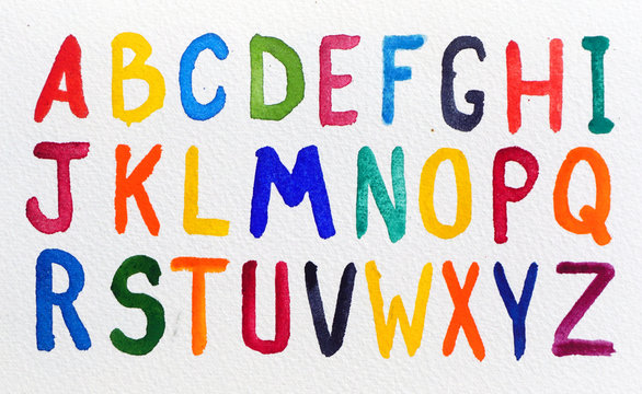 Colorful alphabet watercolor letters