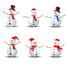 Snowman set, vector illustration