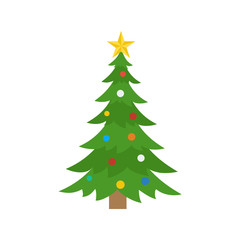 christmas tree icon in flat style isolated vector illustration on white transparent background.