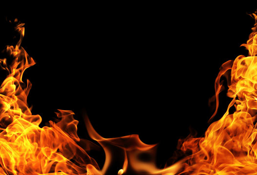 Fire on the black background