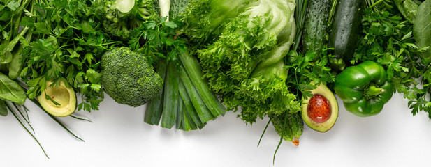 Healthy vegan and vegetarian food. Green vegetables Diet eating concept